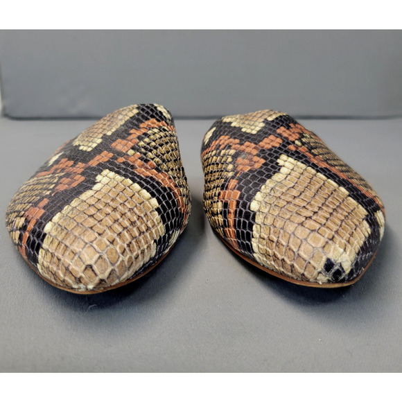 Madewell Shoes Womens Size 7.5 Snake Print Pointed Toe Mule Flats Slip-On Boho - Picture 3 of 12